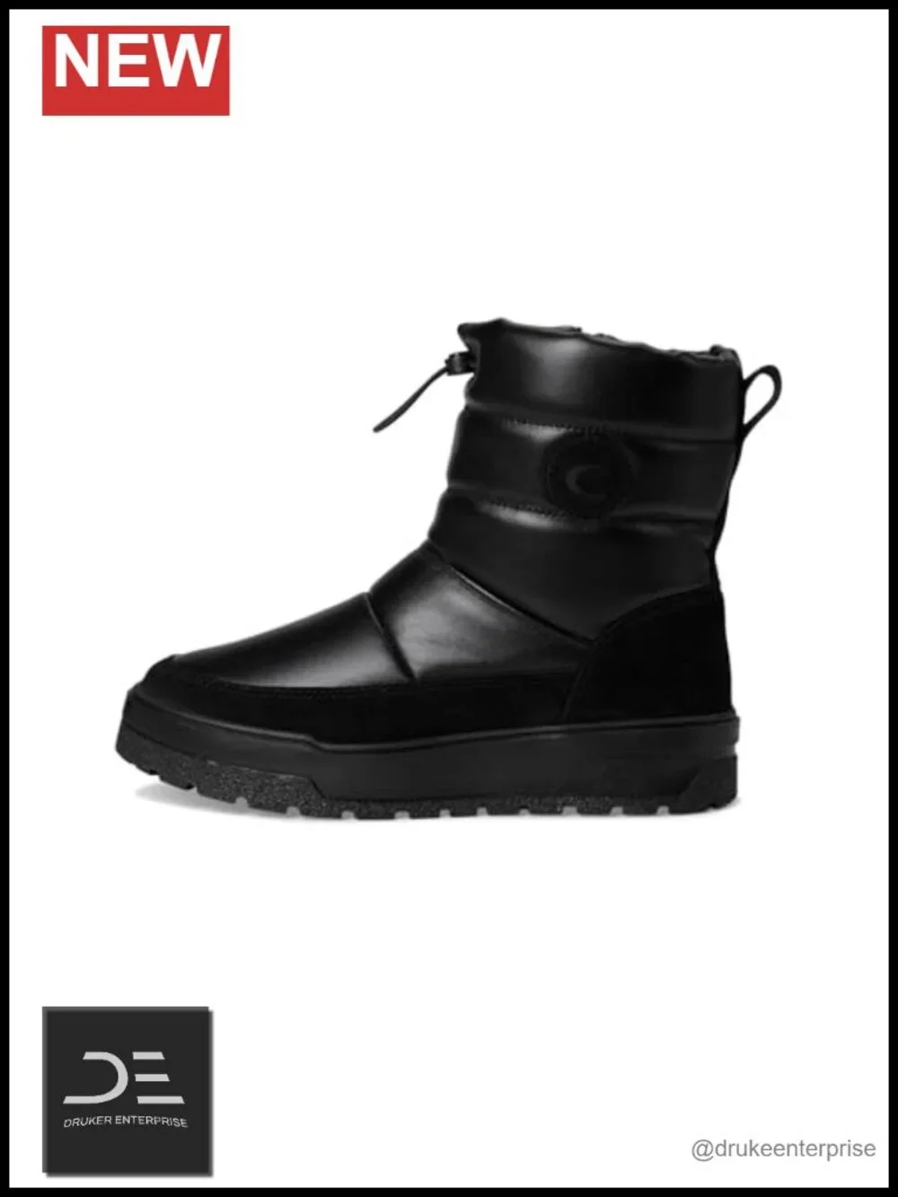 Waterproof Leather Shearling Lined Knee High Snow Boots Round Toe Zip